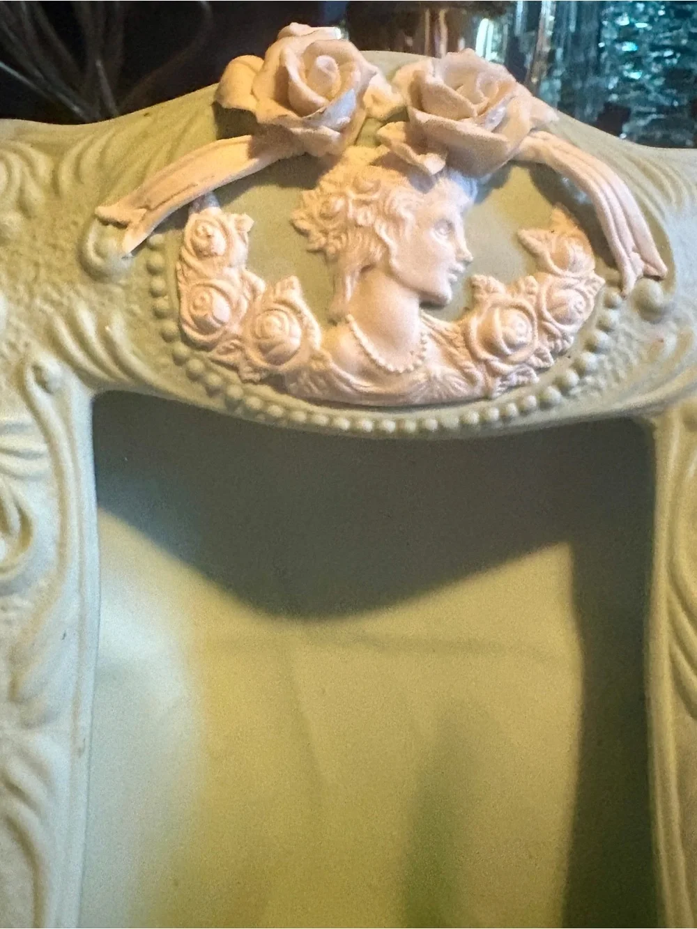Vintage Sage Green Cameo Picture Frame
